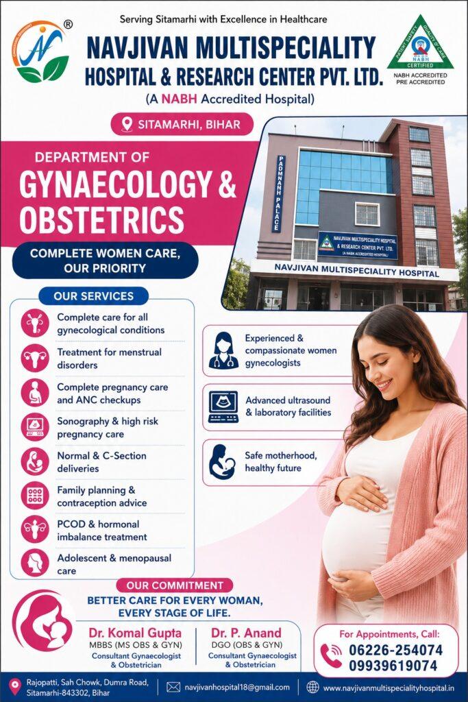 Best gynecologist in Sitamarhi consulting a patient at Navjivan Hospital.